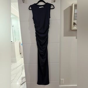 Susana Monaco Navy Ruched Sleeveless Maxi Dress